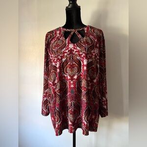 Jones Studio Red Paisley Blouse